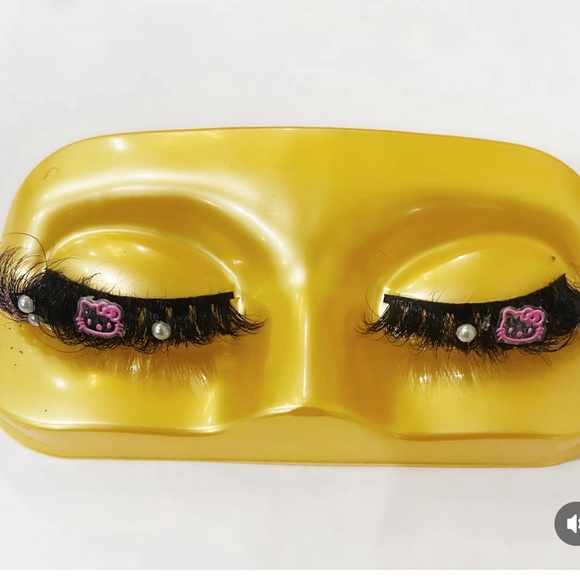 Decorative Black Lashes with Pink Accents - Picture 1 of 1